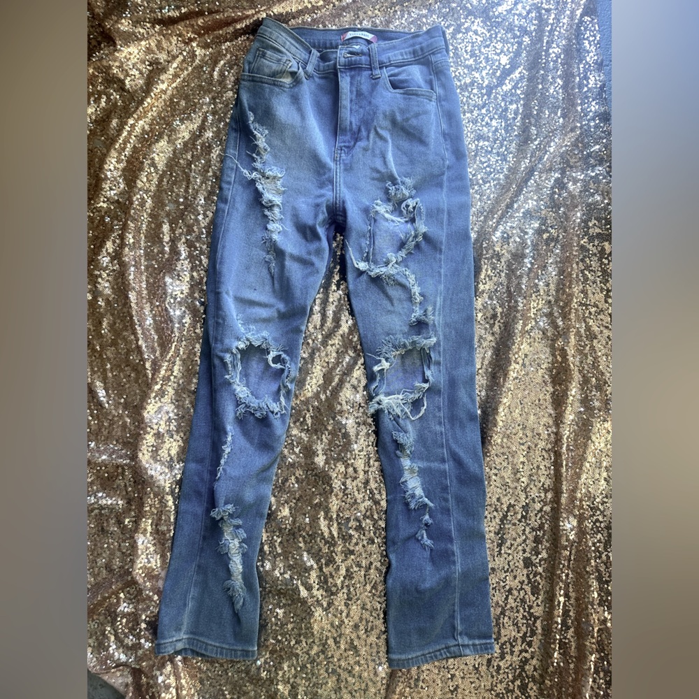 Juniors size 1 Distressed light Blue Jeans